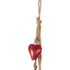 imageDeco 79 Metal Heart Indoor Outdoor Decorative Cow Bells Tibetan Inspired Meditation Bell with 6 Bells on Jute Hanging Rope Cow Bell 4quot x 2quot x 35quot RedRed