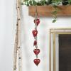 imageDeco 79 Metal Heart Indoor Outdoor Decorative Cow Bells Tibetan Inspired Meditation Bell with 6 Bells on Jute Hanging Rope Cow Bell 4quot x 2quot x 35quot RedRed