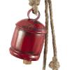 imageDeco 79 Metal Heart Indoor Outdoor Decorative Cow Bells Tibetan Inspired Meditation Bell with 6 Bells on Jute Hanging Rope Cow Bell 4quot x 2quot x 35quot RedRed
