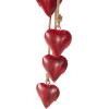 imageDeco 79 Metal Heart Indoor Outdoor Decorative Cow Bells Tibetan Inspired Meditation Bell with 6 Bells on Jute Hanging Rope Cow Bell 4quot x 2quot x 35quot RedRed