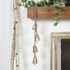 imageDeco 79 Metal Heart Indoor Outdoor Decorative Cow Bells Tibetan Inspired Meditation Bell with 6 Bells on Jute Hanging Rope Cow Bell 4quot x 2quot x 35quot RedGold