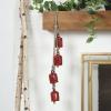 imageDeco 79 Metal Heart Indoor Outdoor Decorative Cow Bells Tibetan Inspired Meditation Bell with 6 Bells on Jute Hanging Rope Cow Bell 4quot x 2quot x 35quot RedRed