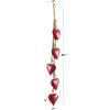 imageDeco 79 Metal Heart Indoor Outdoor Decorative Cow Bells Tibetan Inspired Meditation Bell with 6 Bells on Jute Hanging Rope Cow Bell 4quot x 2quot x 35quot RedRed