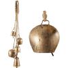 imageDeco 79 Metal Heart Indoor Outdoor Decorative Cow Bells Tibetan Inspired Meditation Bell with 6 Bells on Jute Hanging Rope Cow Bell 4quot x 2quot x 35quot RedGold