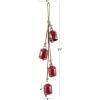 imageDeco 79 Metal Heart Indoor Outdoor Decorative Cow Bells Tibetan Inspired Meditation Bell with 6 Bells on Jute Hanging Rope Cow Bell 4quot x 2quot x 35quot RedRed