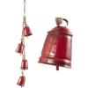imageDeco 79 Metal Heart Indoor Outdoor Decorative Cow Bells Tibetan Inspired Meditation Bell with 6 Bells on Jute Hanging Rope Cow Bell 4quot x 2quot x 35quot RedRed