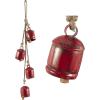 imageDeco 79 Metal Heart Indoor Outdoor Decorative Cow Bells Tibetan Inspired Meditation Bell with 6 Bells on Jute Hanging Rope Cow Bell 4quot x 2quot x 35quot RedRed