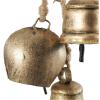 imageDeco 79 Metal Heart Indoor Outdoor Decorative Cow Bells Tibetan Inspired Meditation Bell with 6 Bells on Jute Hanging Rope Cow Bell 4quot x 2quot x 35quot RedGold