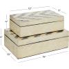 imageDeco 79 Mother of Pearl Shell Handmade Decorative Box Chevron Pattern Decorative Keepsake Boxes with Hinged Lid Set of 2 Storage Boxes 14quot 12quotW CreamCream