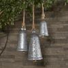 imageDeco 79 Rustic Metal Cowbell Decorative Bells 12quot 15quot 20quotH SilverGrey