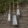 imageDeco 79 Rustic Metal Cowbell Decorative Bells 12quot 15quot 20quotH SilverGrey