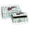 imageDeco 79 Wood Decorative Box Decorative Keepsake Boxes with Anchor Detail and Hinged Lid Set of 2 Storage Boxes 10quot 7quotW Teal