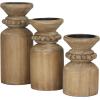 imageDeco 79 Wood Decorative Candle Holder Candle Stand Set of 3 Candlestick Holder 10quot 8quot 6quot H BrownBrown