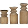 imageDeco 79 Wood Decorative Candle Holder Candle Stand Set of 3 Candlestick Holder 10quot 8quot 6quot H BrownBrown
