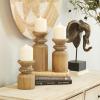 imageDeco 79 Wood Decorative Candle Holder Candle Stand Set of 3 Candlestick Holder 10quot 8quot 6quot H BrownBrown
