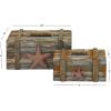 imageDeco 79 Wood Starfish Handmade Decorative Box Distressed Decorative Keepsake Boxes with Knotted Rope Details Set of 2 Storage Boxes 10quot 7quotW Brown