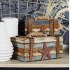 imageDeco 79 Wood Starfish Handmade Decorative Box Distressed Decorative Keepsake Boxes with Knotted Rope Details Set of 2 Storage Boxes 10quot 7quotW Brown