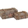 imageDeco 79 Wood Starfish Handmade Decorative Box Distressed Decorative Keepsake Boxes with Knotted Rope Details Set of 2 Storage Boxes 10quot 7quotW Brown