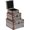imageDeco 79 Wooden Decorative Box Upholstered Decorative Keepsake Boxes with Hinged Lid Set of 3 Storage Boxes 8quot 10quot 12quotW Gray3 PIECES SMALL SIZE