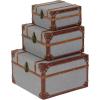 imageDeco 79 Wooden Decorative Box Upholstered Decorative Keepsake Boxes with Hinged Lid Set of 3 Storage Boxes 8quot 10quot 12quotW Gray3 PIECES SMALL SIZE