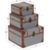 imageDeco 79 Wooden Decorative Box Upholstered Decorative Keepsake Boxes with Hinged Lid Set of 3 Storage Boxes 8quot 10quot 12quotW Gray3 PIECES SMALL SIZE