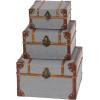 imageDeco 79 Wooden Decorative Box Upholstered Decorative Keepsake Boxes with Hinged Lid Set of 3 Storage Boxes 8quot 10quot 12quotW Gray3 PIECES SMALL SIZE