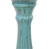 imageDeco 79 Wooden Decorative Candle Holder Distressed Turned Candle Stand Set of 3 Candlestick Holder 15quot 13quot 11quotH GrayBlue