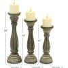 imageDeco 79 Wooden Decorative Candle Holder Distressed Turned Candle Stand Set of 3 Candlestick Holder 15quot 13quot 11quotH GrayBrown