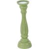 imageDeco 79 Wooden Decorative Candle Holder Distressed Turned Candle Stand Set of 3 Candlestick Holder 15quot 13quot 11quotH GrayGreen