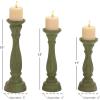 imageDeco 79 Wooden Decorative Candle Holder Distressed Turned Candle Stand Set of 3 Candlestick Holder 15quot 13quot 11quotH GrayGreen
