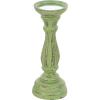 imageDeco 79 Wooden Decorative Candle Holder Distressed Turned Candle Stand Set of 3 Candlestick Holder 15quot 13quot 11quotH GrayGreen
