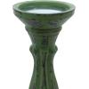 imageDeco 79 Wooden Decorative Candle Holder Distressed Turned Candle Stand Set of 3 Candlestick Holder 15quot 13quot 11quotH GrayGreen
