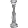 imageDeco 79 Wooden Decorative Candle Holder Distressed Turned Candle Stand Set of 3 Candlestick Holder 15quot 13quot 11quotH GrayWhite