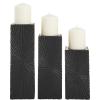 imageCosmoLiving by Cosmopolitan Wood Geometric Carved Pillar Candle Holder Set of 3 12quot 10quot 8quotH GoldBlack