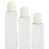imageCosmoLiving by Cosmopolitan Wood Geometric Carved Pillar Candle Holder Set of 3 12quot 10quot 8quotH GoldWhite