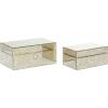 imageCosmoLiving by Cosmopolitan Wooden Geometric Decorative Box Hinged Lid Decorative Keepsake Boxes Set of 2 Storage Boxes 11quot 9quotW GoldJewley Box