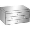 imageDeco 79 Glass Decorative Jewelry Box Mirrored 4 Drawer Jewelry Organizer with Flip Top Storage Jewelry Holder 11quot x 9quot x 6quot Silver