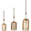 imageDeco 79 Gold Metal Tibetan Inspired Decorative Giant XL Cow Bells with Jute Hanging Rope Set of 3 10quot8quot6quotH  CylindricalLight Bronze