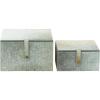 imageDeco 79 Leather Handmade Decorative Box Decorative Keepsake Boxes with Hinged Lid Set of 2 Storage Boxes 8quot 10quotW Gray