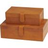 imageDeco 79 Leather Handmade Decorative Box Storage Decorative Keepsake Boxes with Snap Front Closure and Detailed Stitching Set of 2 Storage Boxes 10quot 8quot W Brown
