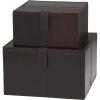 imageDeco 79 Leather Handmade Decorative Box Storage Decorative Keepsake Boxes with Snap Front Closure and Detailed Stitching Set of 2 Storage Boxes 10quot 8quot W Dark BrownDark Brown