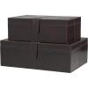 imageDeco 79 Leather Handmade Decorative Box Storage Decorative Keepsake Boxes with Snap Front Closure and Detailed Stitching Set of 2 Storage Boxes 17quot 14quot W Dark BrownDark Brown
