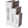 imageDeco 79 Linen Fabric Decorative Box Storage Book Book Shaped Boxes with Typography and Gold Page Inspired Detail Set of 3 Decorative Keepsake Boxes 12 9 7quot H Light GrayBlack