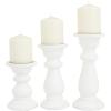 imageDeco 79 Mango Wood Decorative Candle Holder Turned Style Pillar Candle Stand Set of 3 Candlestick Holder 10quot 8quot 6quotH GoldWhite