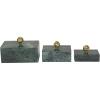 imageDeco 79 Marble Decorative Box Decorative Keepsake Boxes with Gold Final Set of 3 Storage Boxes 9quot 7quot 6quotW GreenGreen