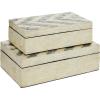 imageDeco 79 Mother of Pearl Shell Handmade Decorative Box Chevron Pattern Decorative Keepsake Boxes with Hinged Lid Set of 2 Storage Boxes 14quot 12quotW CreamCream