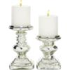 imageDeco 79 Traditional Glass Candle Holder 7quot and 9quot ClearSilver