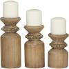 imageDeco 79 Wood Decorative Candle Holder Candle Stand Set of 3 Candlestick Holder 10quot 8quot 6quot H BrownBrown