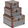 imageDeco 79 Wooden Decorative Box Upholstered Decorative Keepsake Boxes with Hinged Lid Set of 3 Storage Boxes 8quot 10quot 12quotW Gray3 PIECES SMALL SIZE