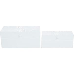 imageCosmoLiving by Cosmopolitan Wood Geometric Decorative Box Decorative Keepsake Boxes with Hinged Lid Set of 2 Storage Boxes 10quot 8quotW GoldWhite
